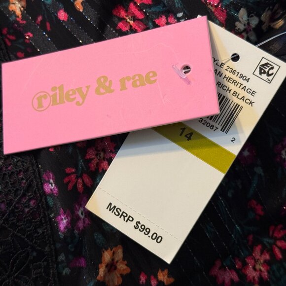 Riley & Rae Kate Boho Floral Print Babydoll Dress size 14 - Picture 7 of 8